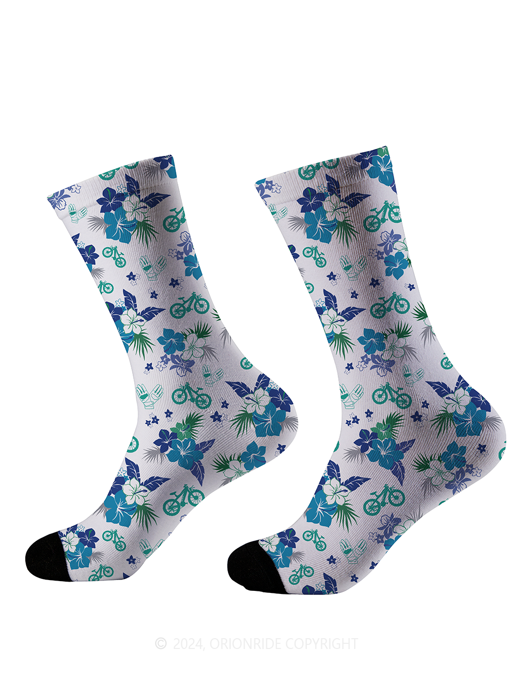 Orionride Hibiscus Print Cycling Socks