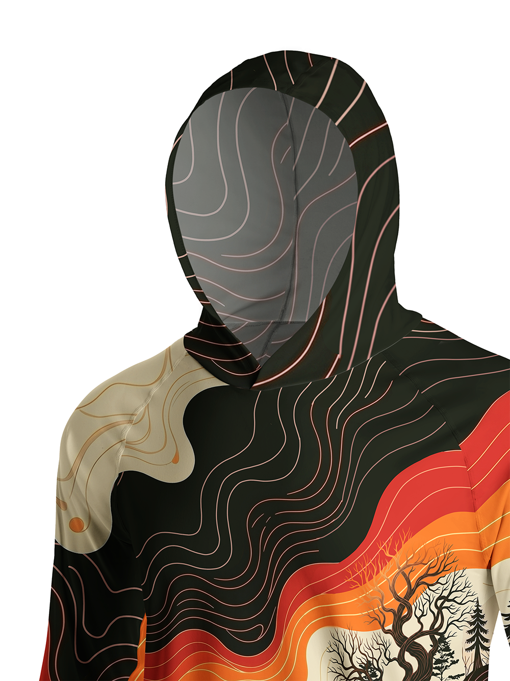 Orionride Topographical Poems Long Sleeve Cycling Hoodie Shirt