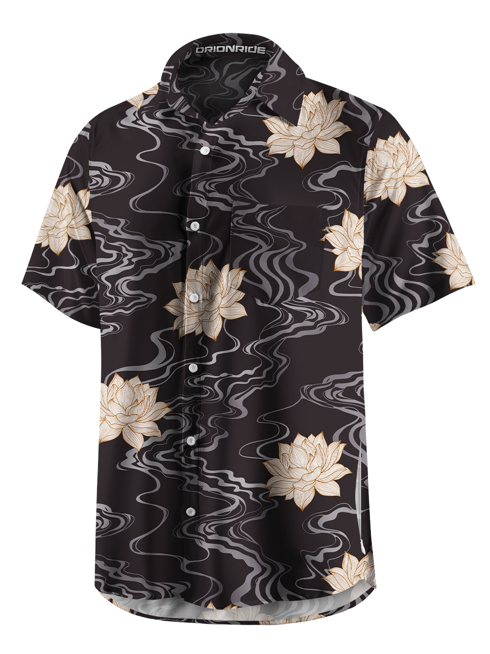 Orionride Golden Lotus Zipper Pockets Ultra Lightweight Short Sleeves Gravel Shirt