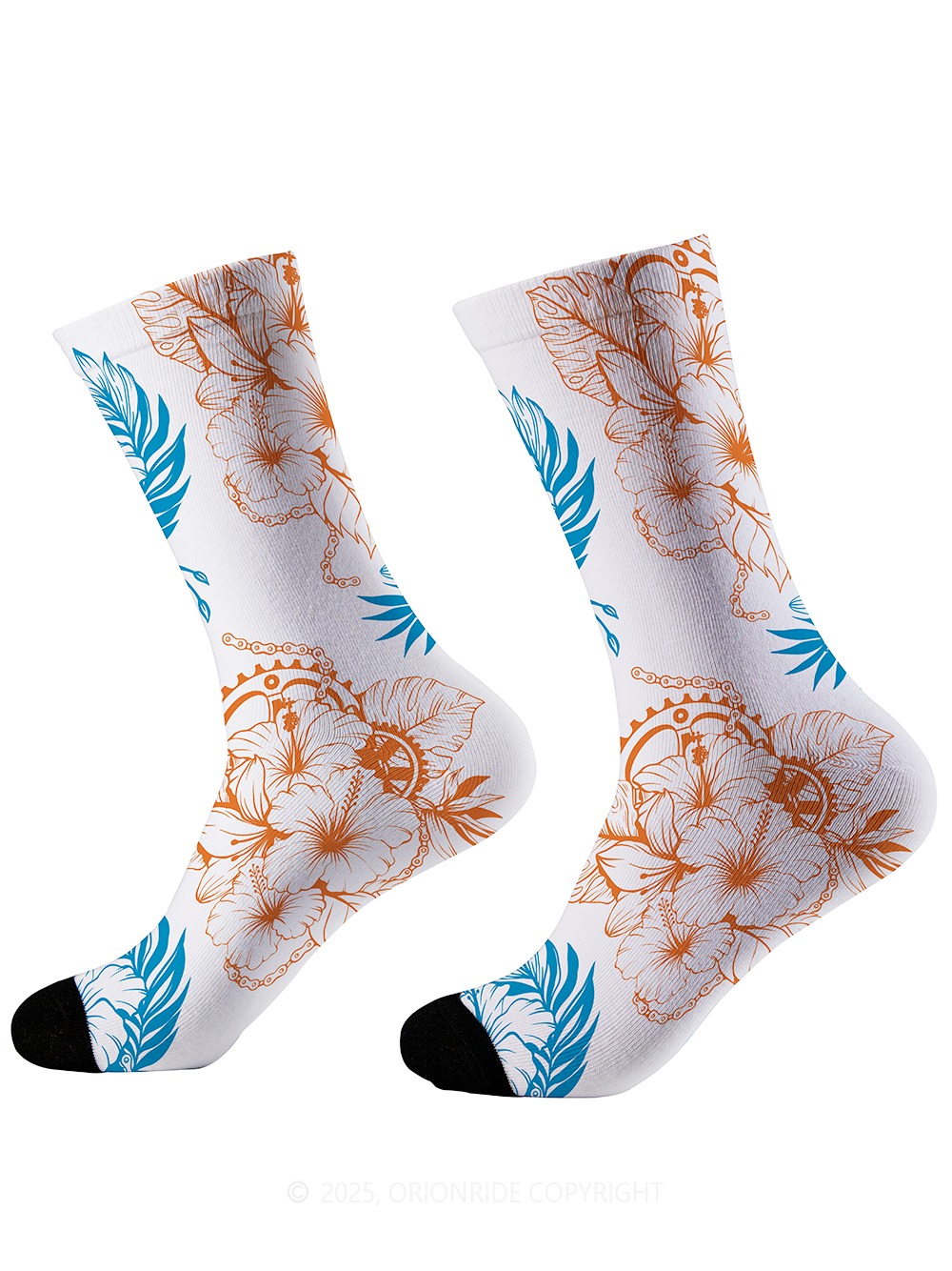 Orionride Bright Hibiscus Flowers Cycling Socks