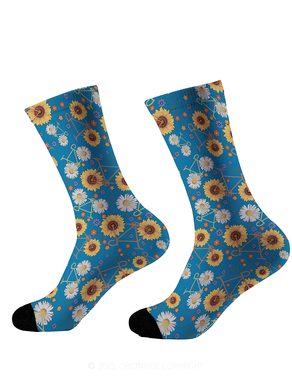 Orionride Sunflowers And Daisies Cycling Socks