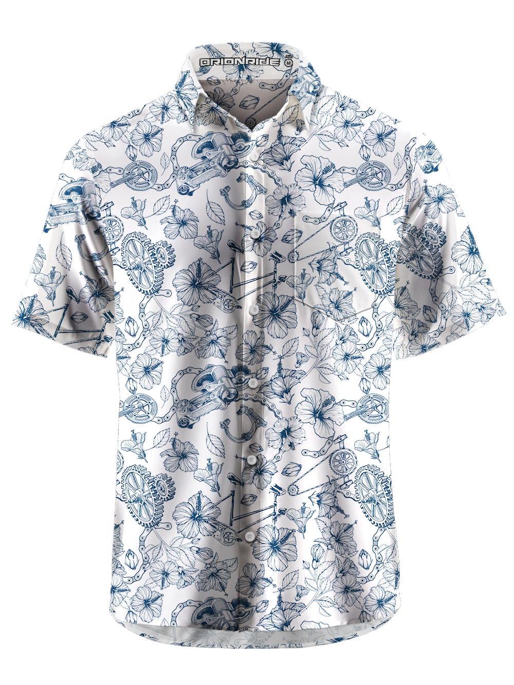 Orionride Hibiscus Gear Zipper Pockets Ultra Lightweight Short Sleeves Gravel Shirt