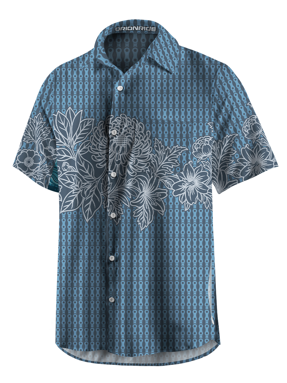 Orionride Jacquard Bloom Zipper Pockets Ultra Lightweight Short Sleeves Gravel Shirt