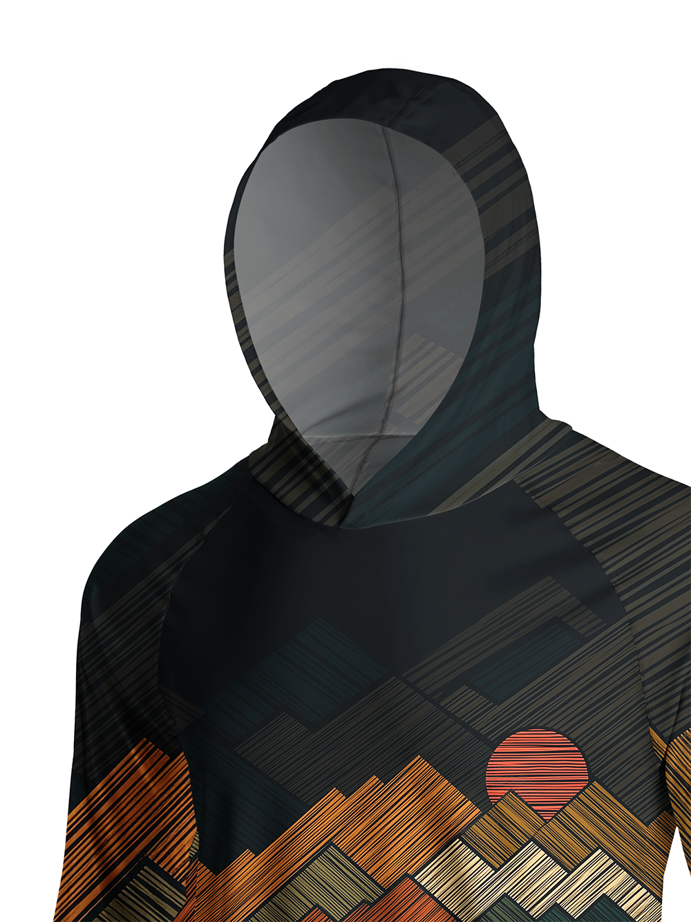 Orionride Draw Mountain Peaks Long Sleeve Cycling Hoodie Shirt