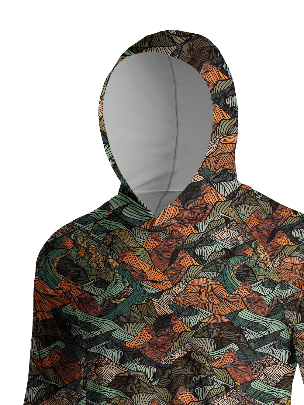Orionride Layered And Undulating Mountains Long Sleeve Cycling Hoodie Shirt