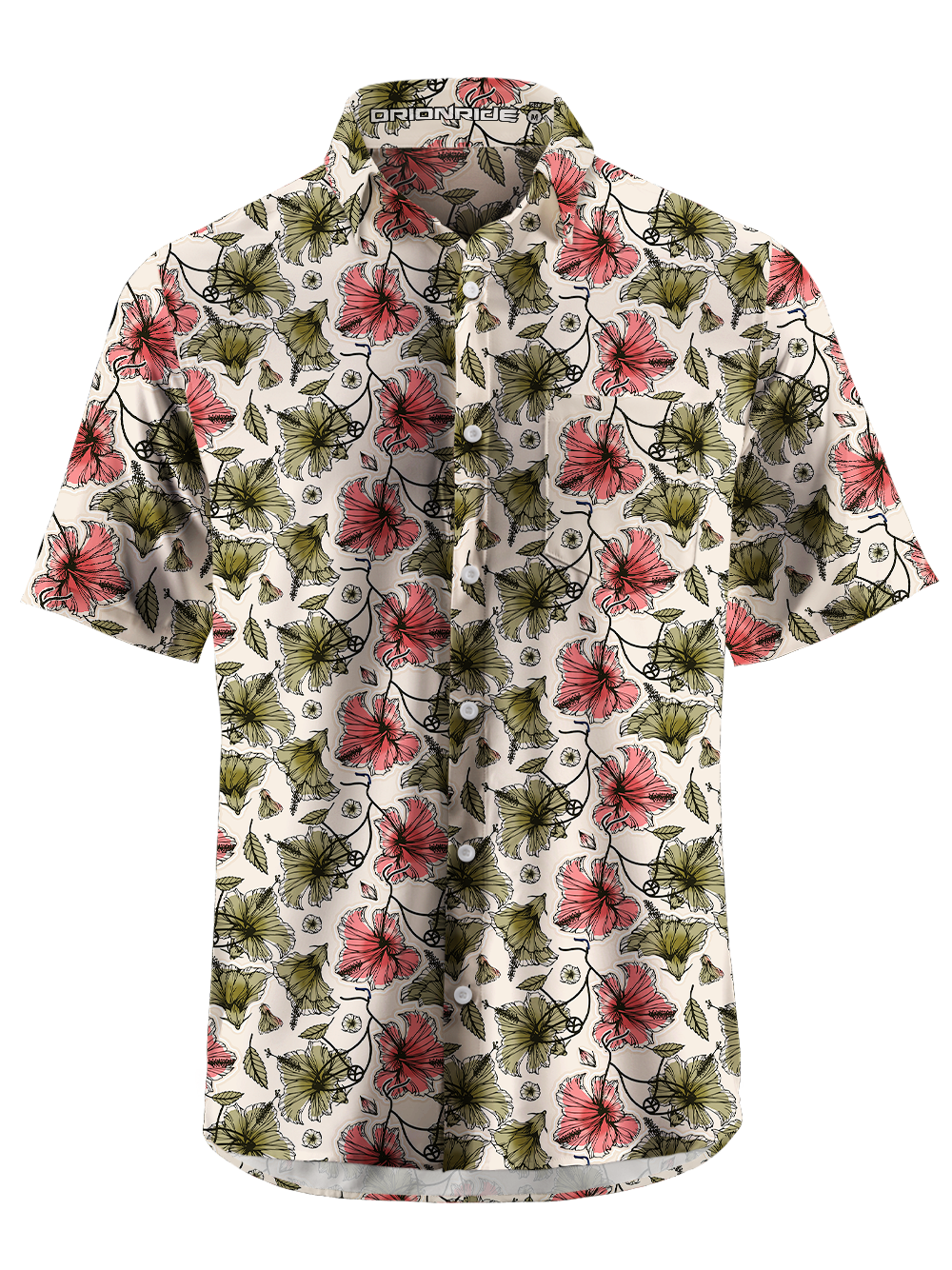 Orionride Otherworldly Flowers Zipper Pockets Ultra Lightweight Short Sleeves Gravel Shirt