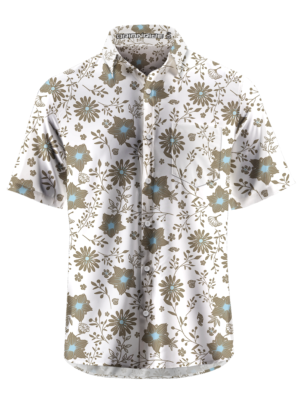 Orionride Coral Pink Stamens Zipper Pockets Ultra Lightweight Short Sleeves Gravel Shirt