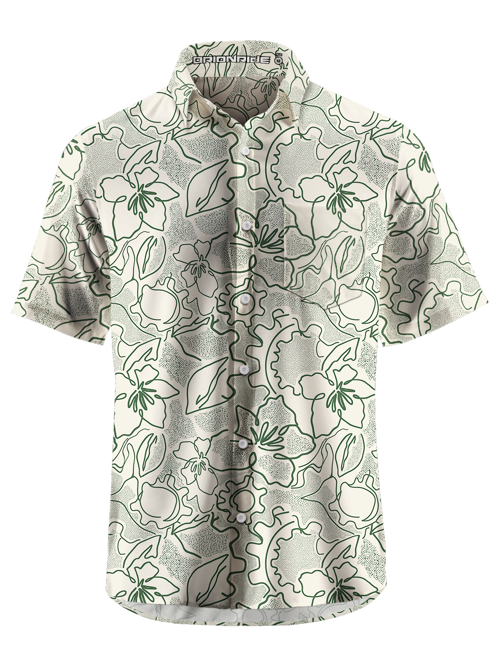 Orionride Tropical Leaves Zipper Pockets Ultra Lightweight Short Sleeves Gravel Shirt