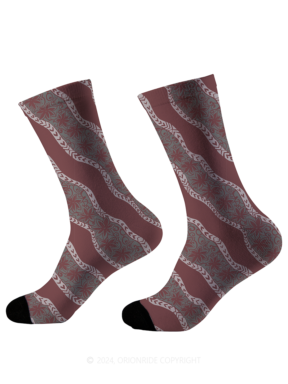 Orionride Retro Floral Stripes Cycling Socks