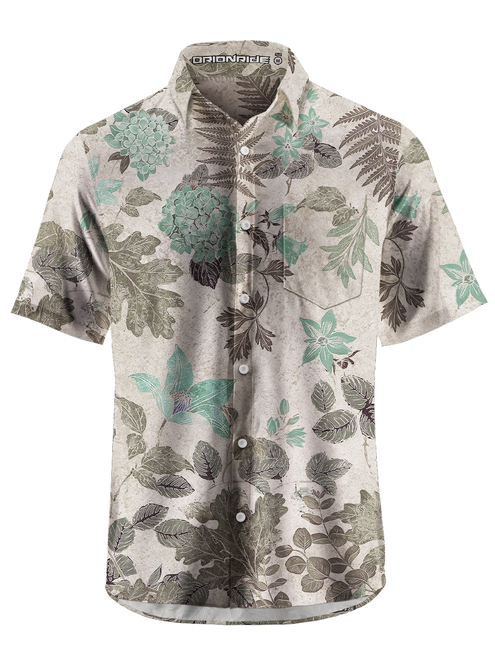 Orionride Cool-toned Plants Zipper Pockets Ultra Lightweight Short Sleeves Gravel Shirt