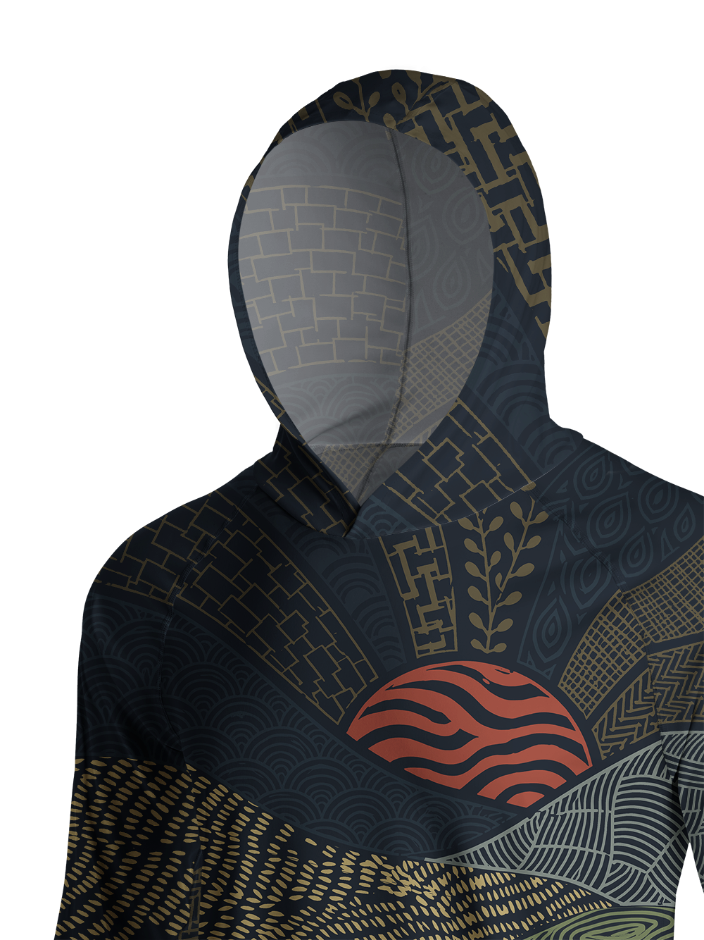 Orionride Dark Line Landscape Long Sleeve Cycling Hoodie Shirt
