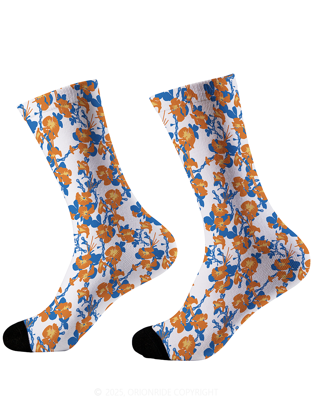 Orionride Unique Floral Chain Cycling Socks