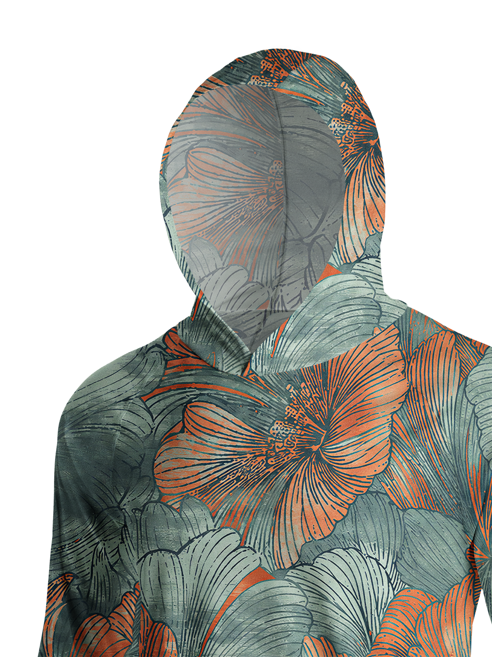 Orionride Peony With Lines Long Sleeve Cycling Hoodie Shirt