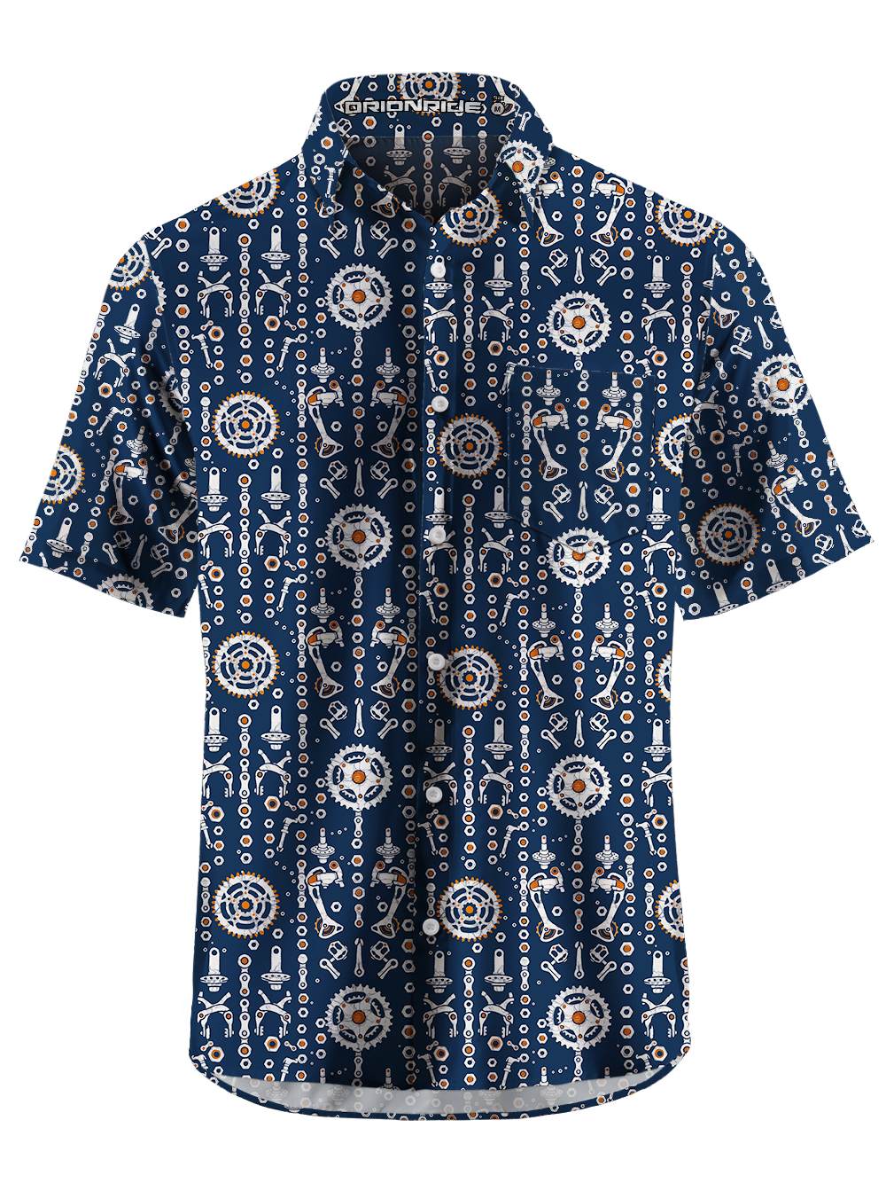 Orionride Mechanical Symbols Zipper Pockets Ultra Lightweight Short Sleeves Gravel Shirt