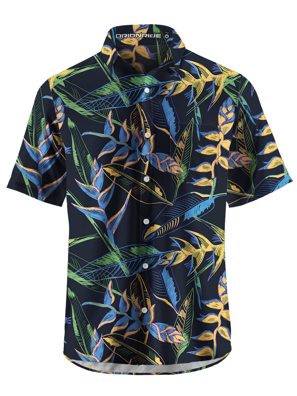 Orionride Tropical Palm Leaves Zipper Pockets Ultra Lightweight Short Sleeves Gravel Shirt