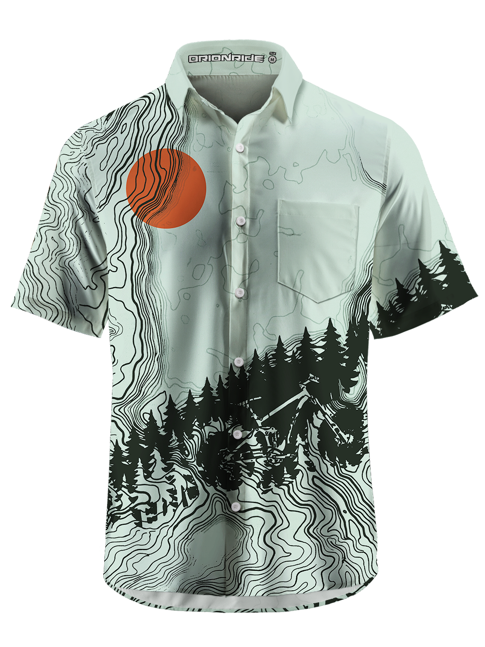 Orionride Sunrise Contour Lines Zipper Pockets Ultra Lightweight Short Sleeves Gravel Shirt