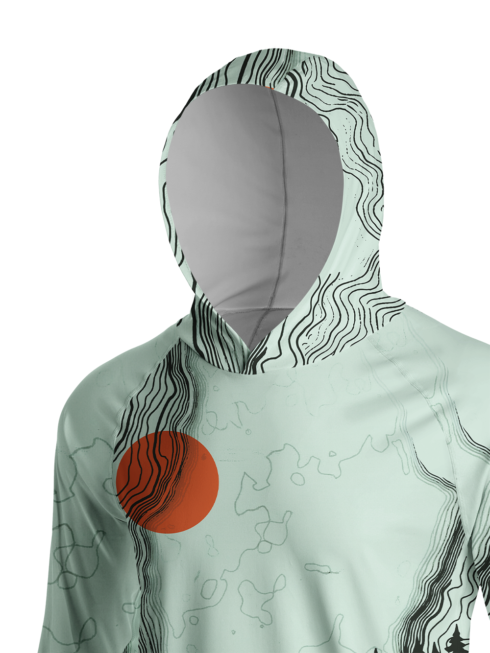 Orionride Sunrise Contour Lines Long Sleeve Cycling Hoodie Shirt