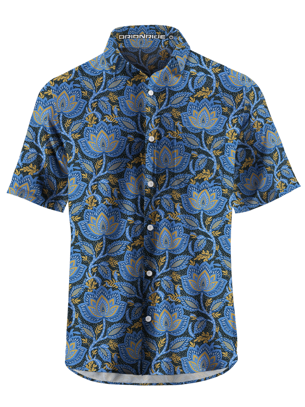 Orionride Water Lily-Like Flowers Zipper Pockets Ultra Lightweight Short Sleeves Gravel Shirt