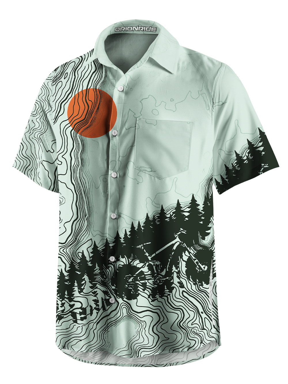 Orionride Sunrise Contour Lines Zipper Pockets Ultra Lightweight Short Sleeves Gravel Shirt