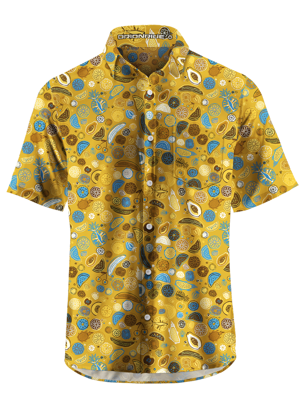 Orionride Fruit Slices Zipper Pockets Ultra Lightweight Short Sleeves Gravel Shirt