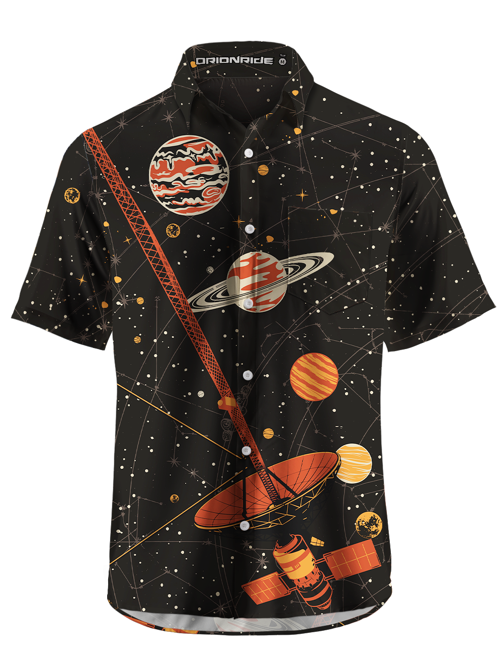 Orionride Starry Sky Background Zipper Pockets Ultra Lightweight Short Sleeves Gravel Shirt