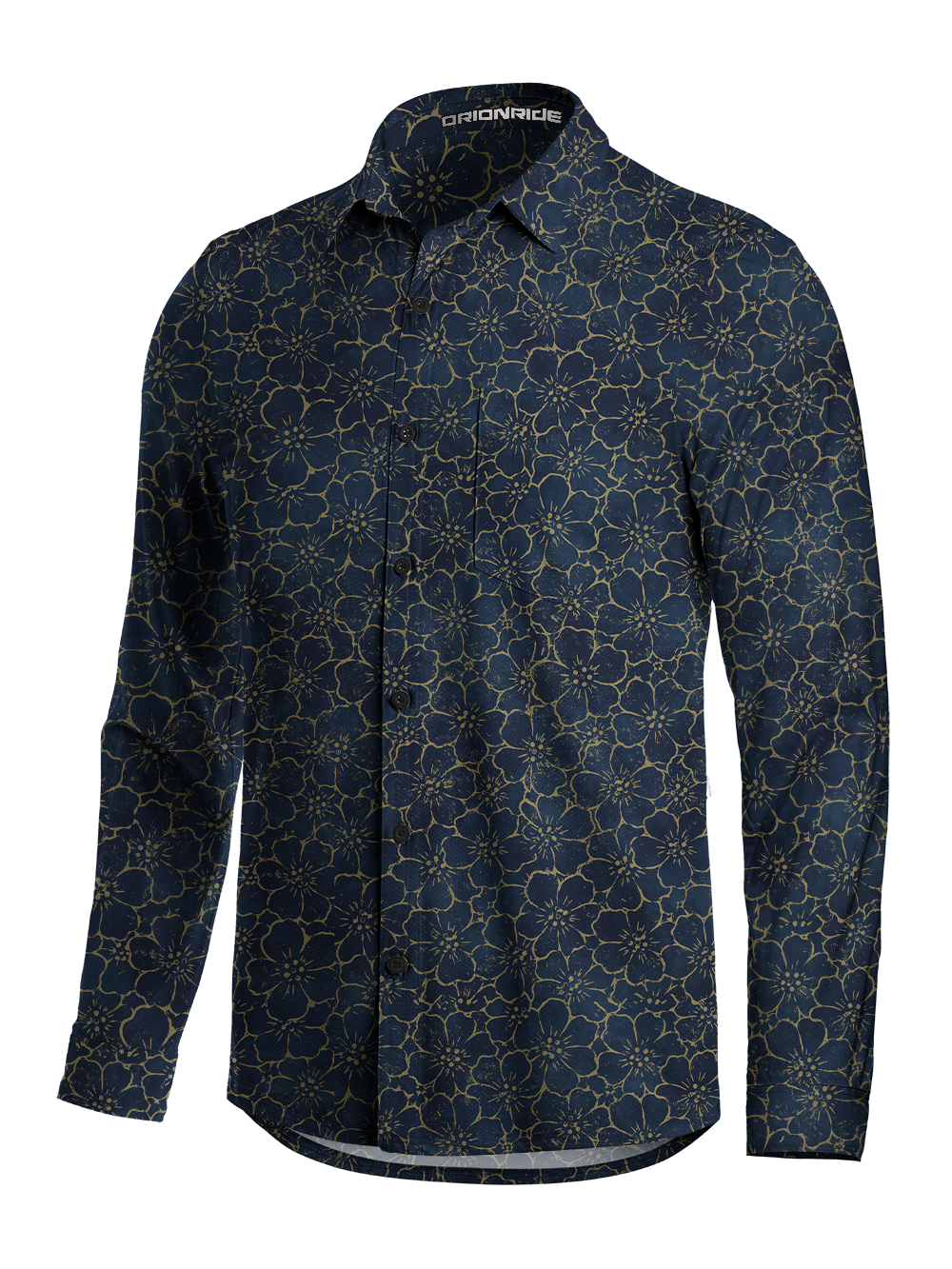 Orionride Dense Cherry Blossoms Men's Stretchy Breathable Long Sleeve Gravel Shirt