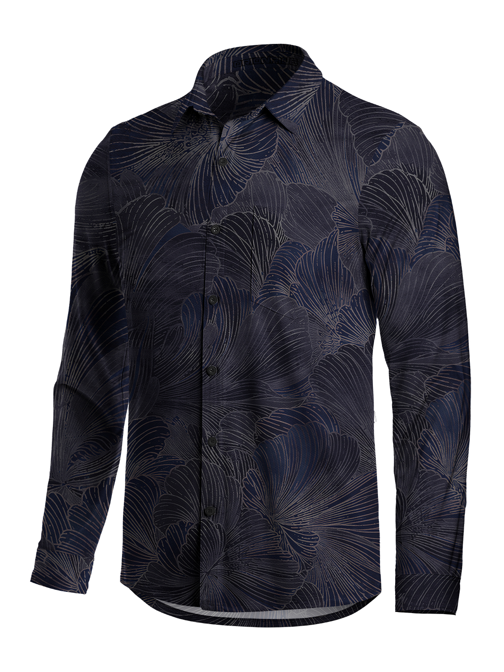 Orionride Peony With Lines Men's Stretchy Breathable Long Sleeve Gravel Shirt