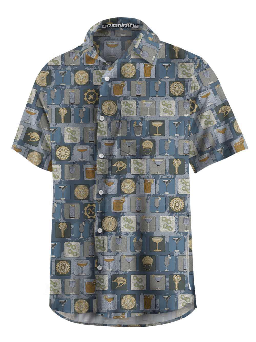 Orionride Mellow Cocktails Zipper Pockets Ultra Lightweight Short Sleeves Gravel Shirt