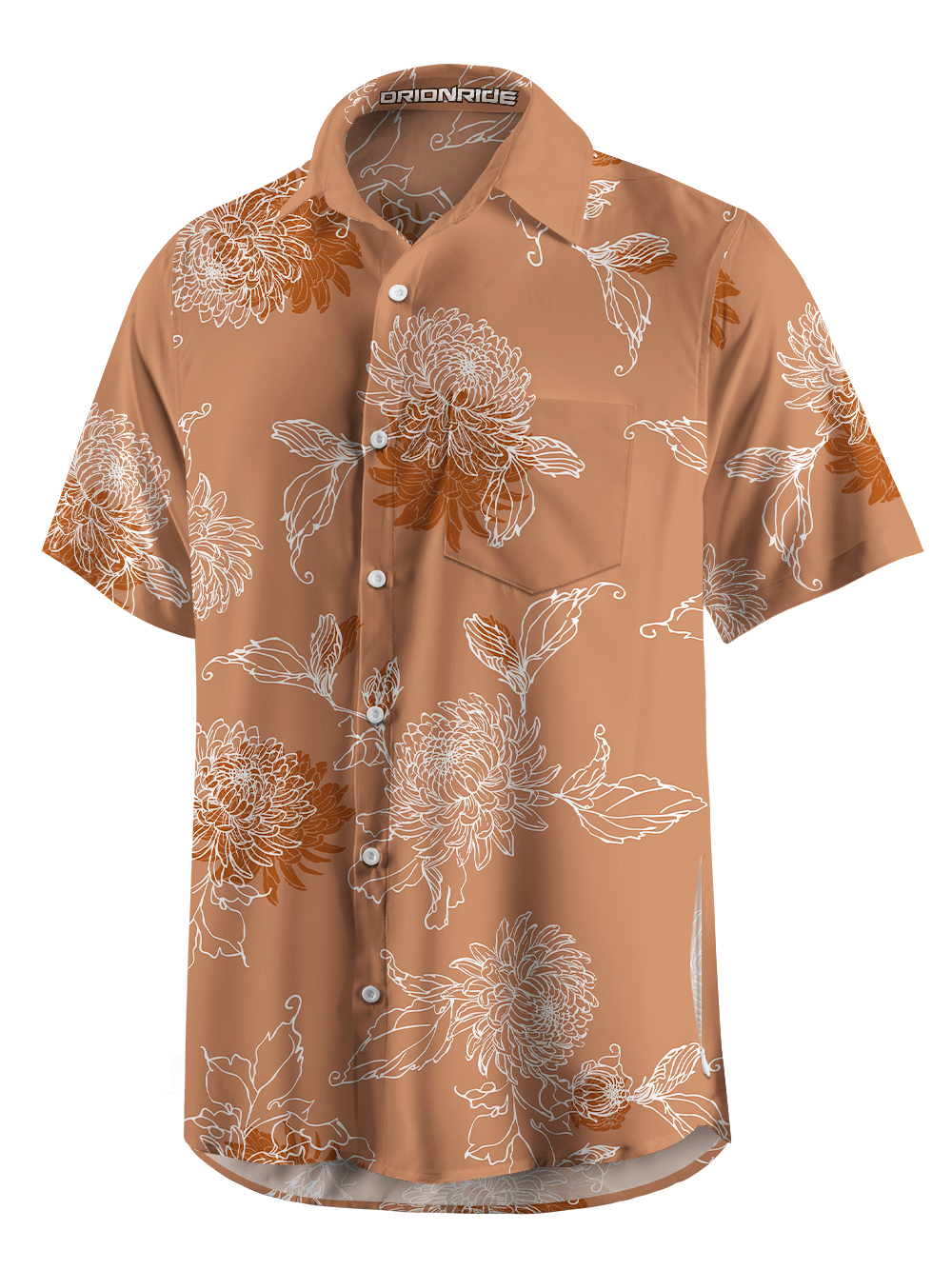Orionride Fine-petaled chrysanthemum Zipper Pockets Ultra Lightweight Short Sleeves Gravel Shirt