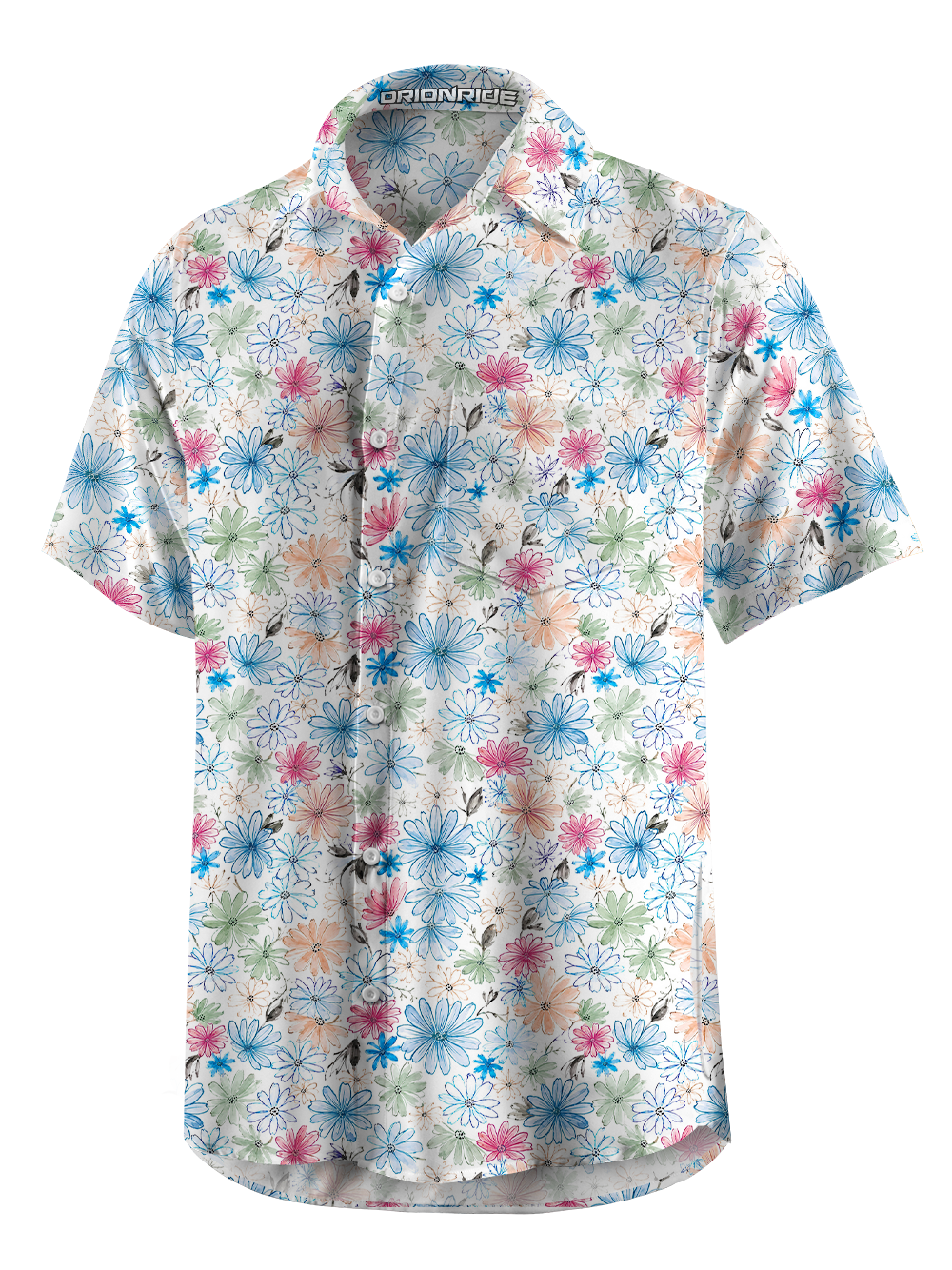 Orionride Wild Blossoms Zipper Pockets Ultra Lightweight Short Sleeves Gravel Shirt