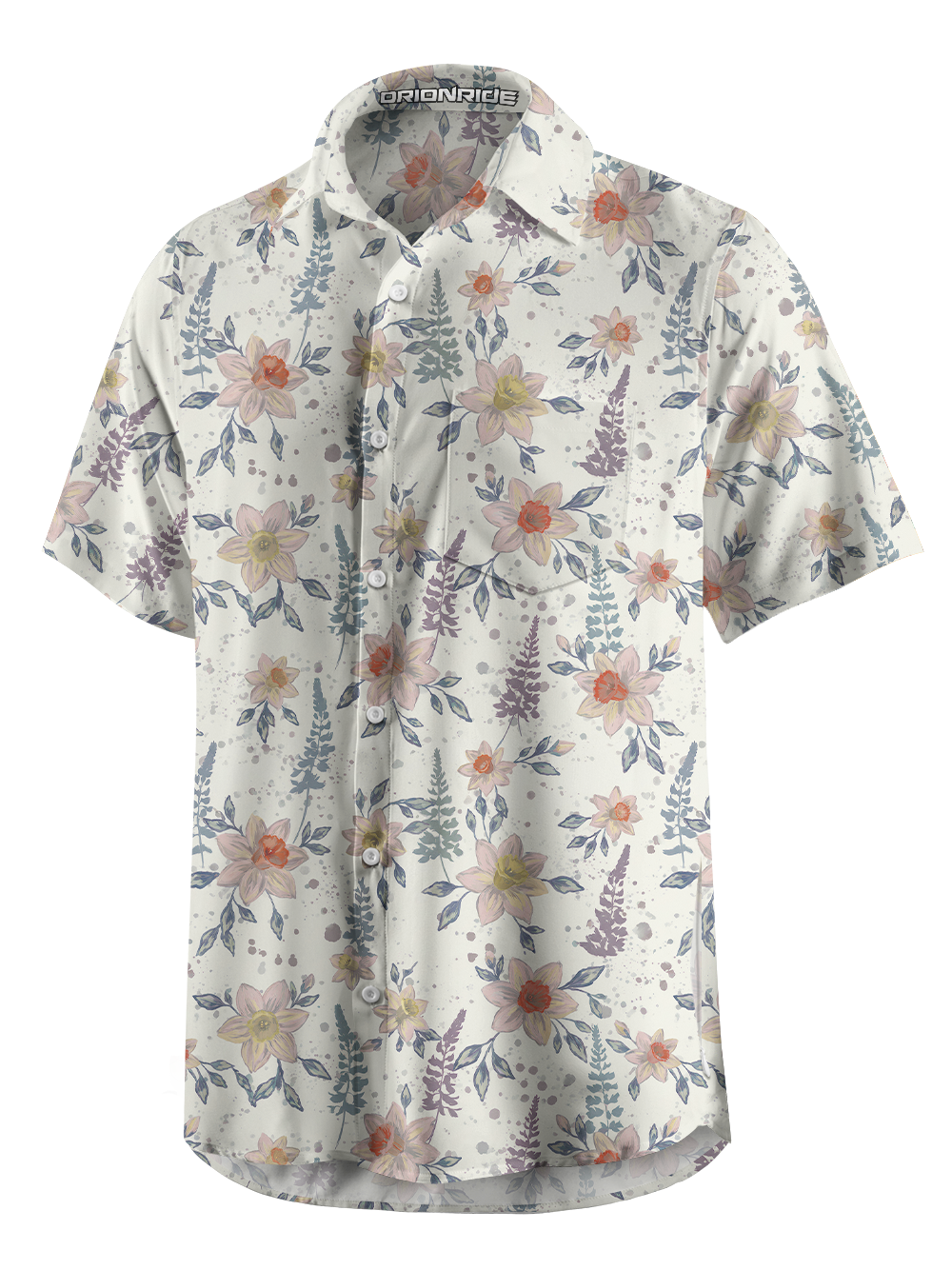 Orionride Soft Pink Floral Zipper Pockets Ultra Lightweight Short Sleeves Gravel Shirt