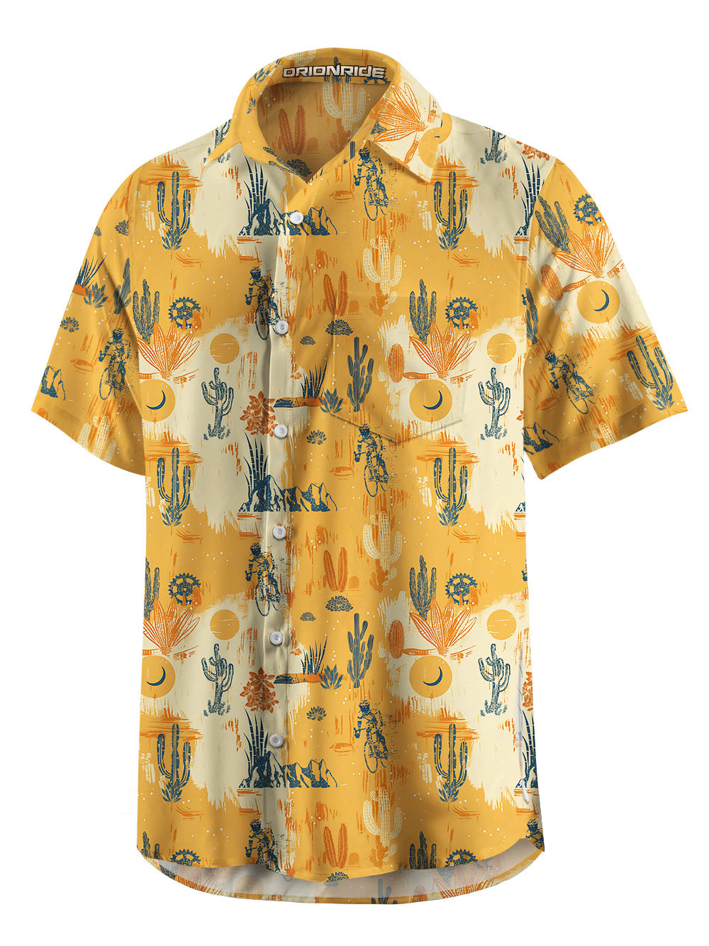 Orionride Fantasy Cactus Zipper Pockets Ultra Lightweight Short Sleeves Gravel Shirt