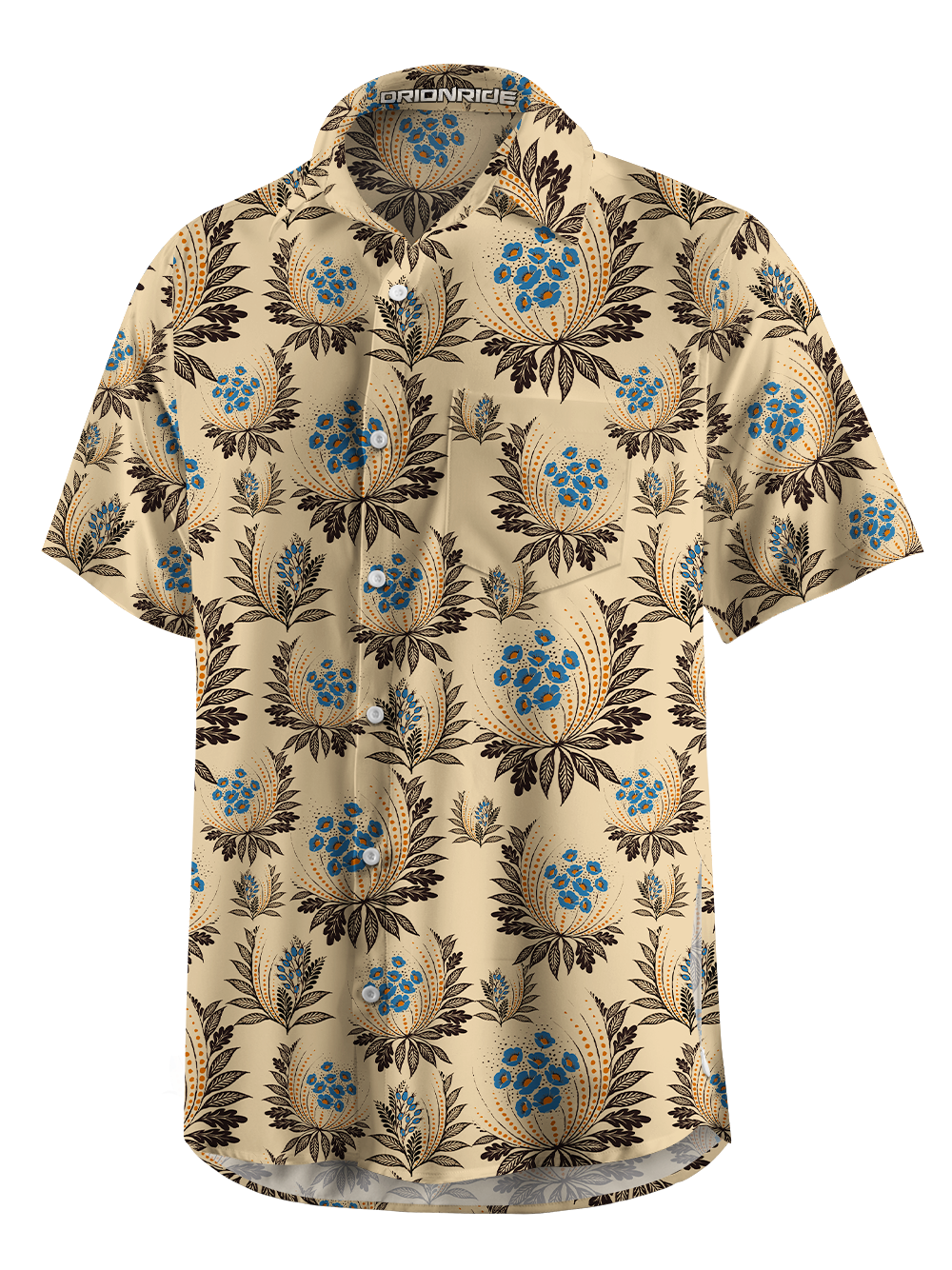 Orionride Semicircular Floral Zipper Pockets Ultra Lightweight Short Sleeves Gravel Shirt