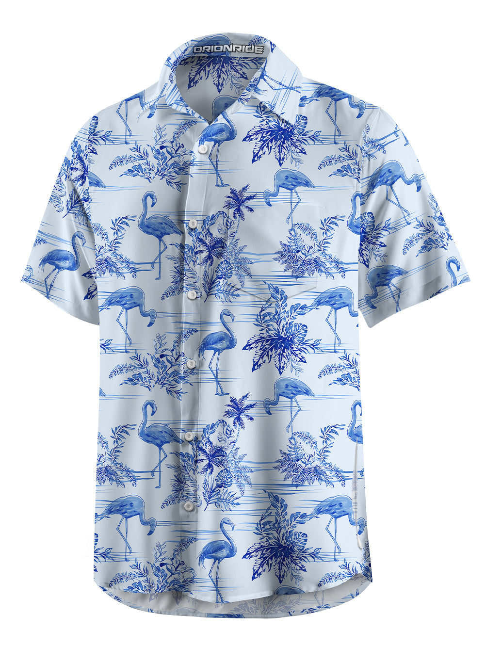 Orionride Blue Flamingo Zipper Pockets Ultra Lightweight Short Sleeves Gravel Shirt