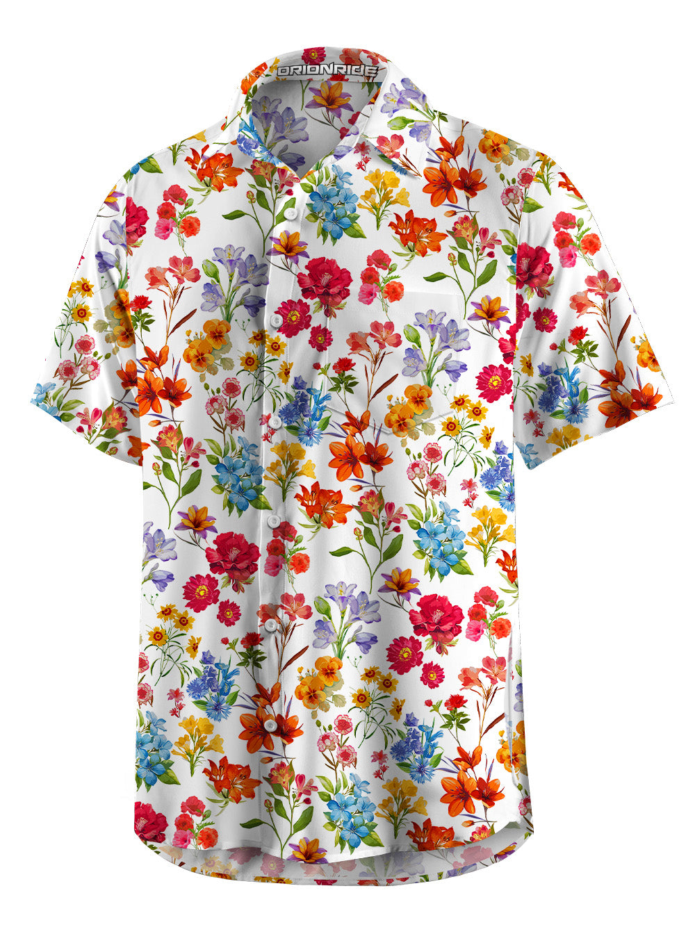 Orionride Sunshine Floral Zipper Pockets Ultra Lightweight Short Sleeves Gravel Shirt