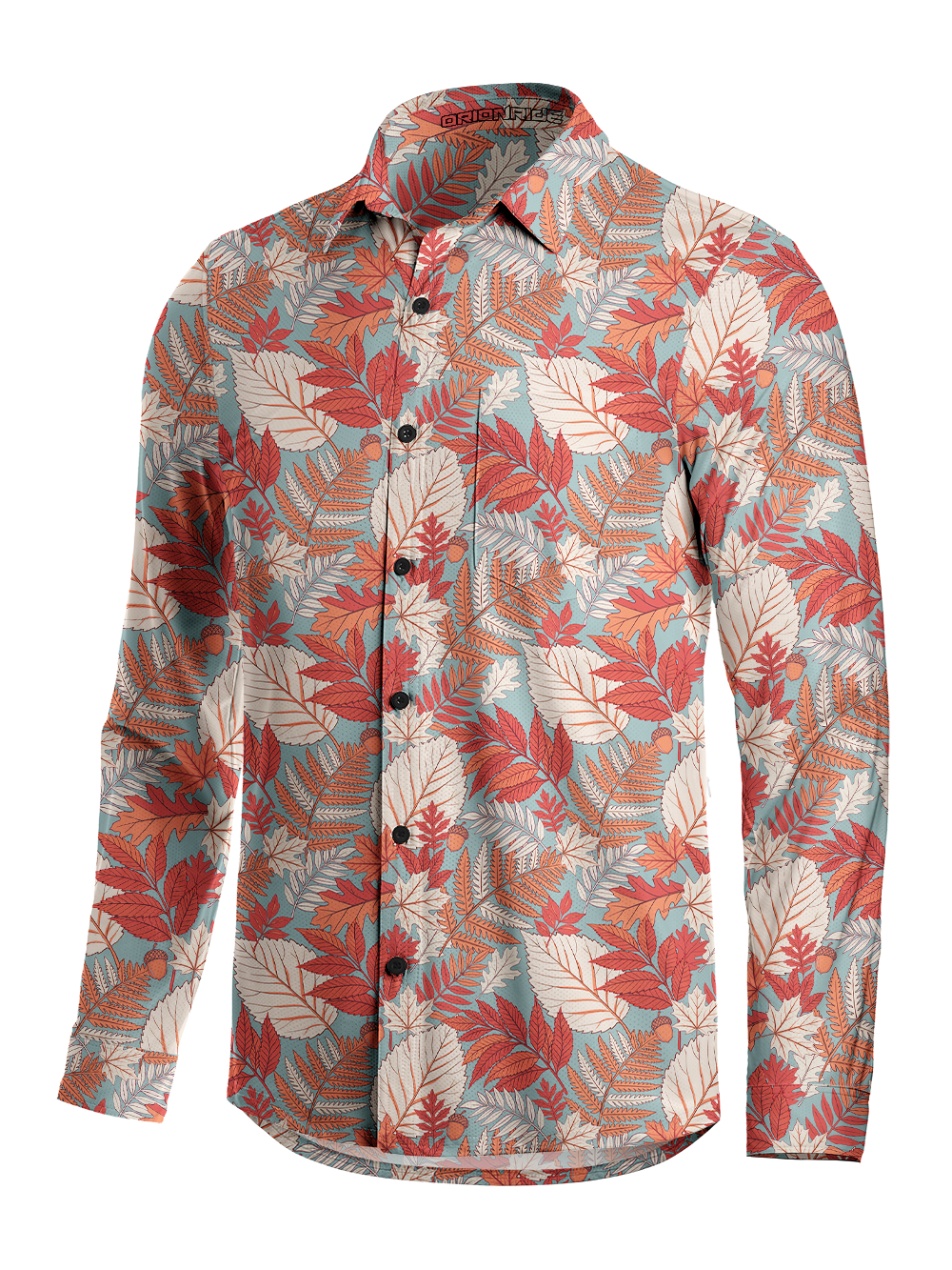 Orionride Autumn Leaf Men's Stretchy Breathable Long Sleeve Gravel Shirt