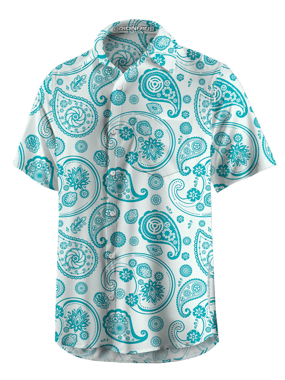 Orionride Cashew Flower Zipper Pockets Ultra Lightweight Short Sleeves Gravel Shirt