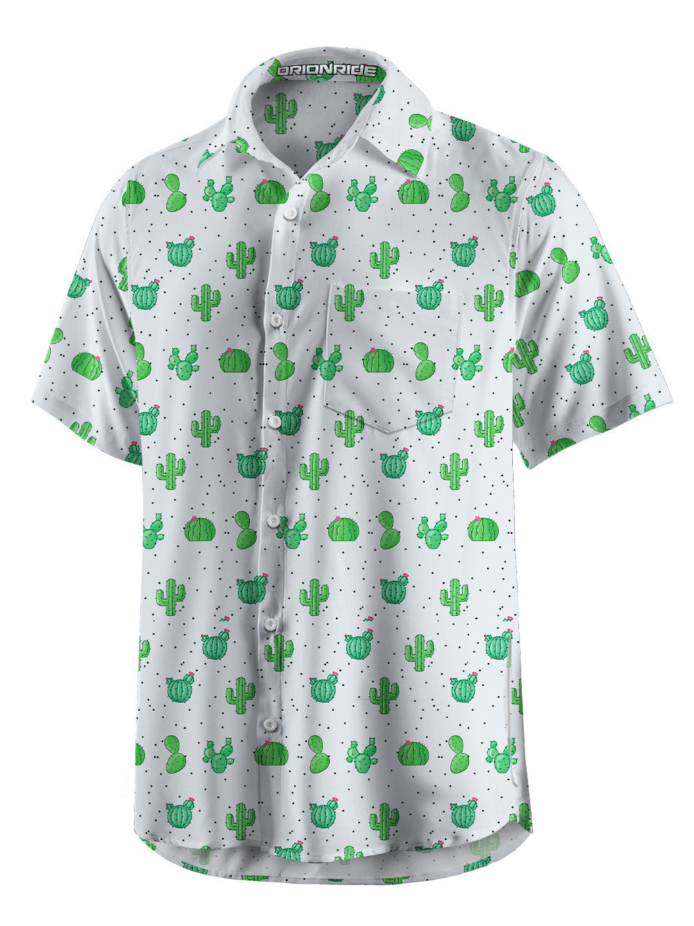 Orionride Cactus Print Zipper Pockets Ultra Lightweight Short Sleeves Gravel Shirt