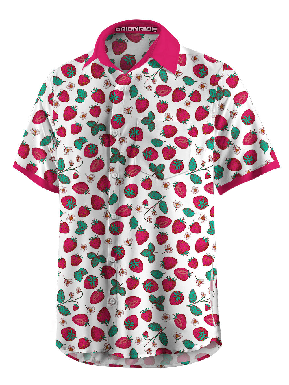 Orionride Strawberry Diary Zipper Pockets Ultra Lightweight Short Sleeves Gravel Shirt