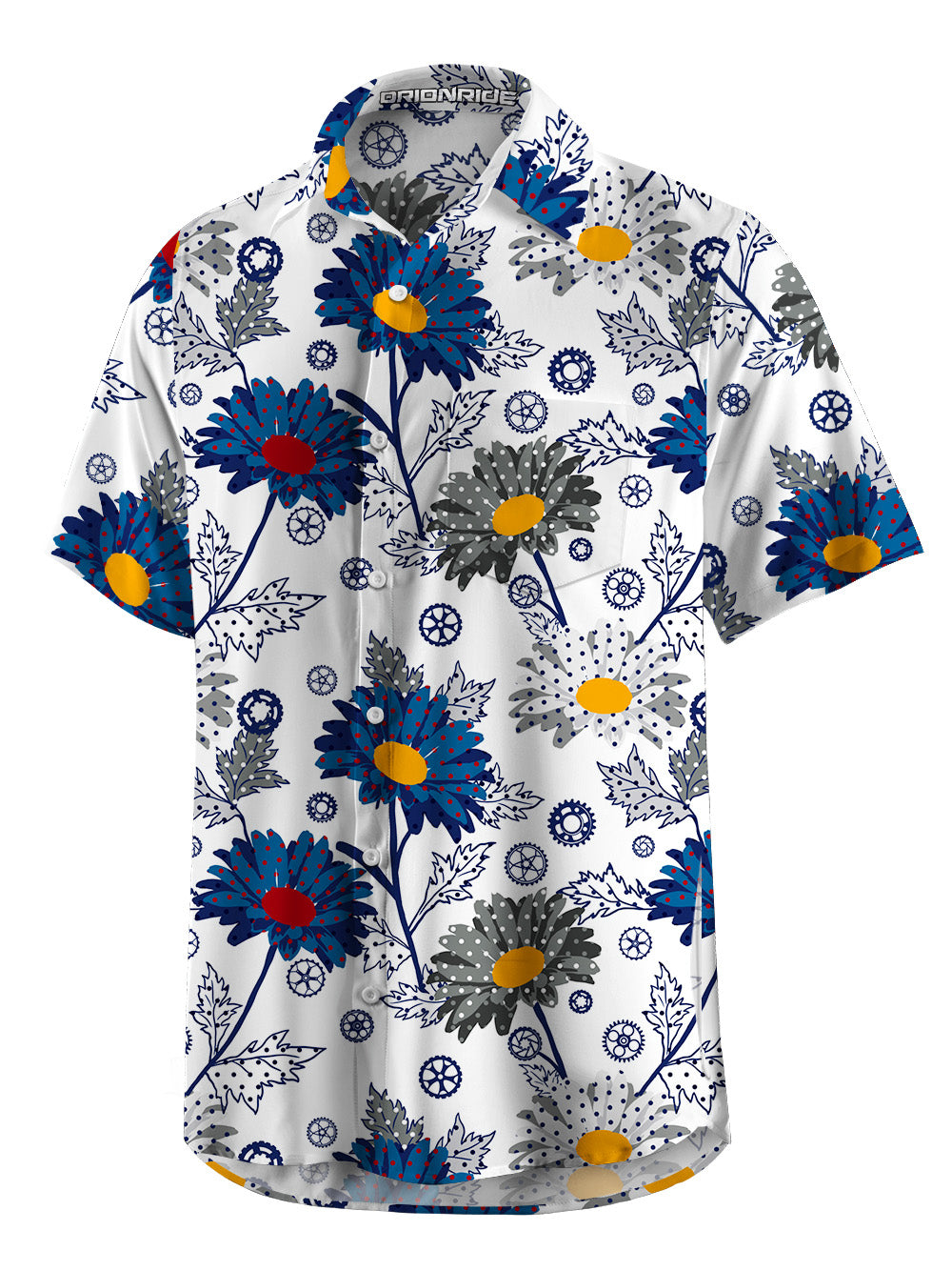 Orionride Wild Flowers Zipper Pockets Ultra Lightweight Short Sleeves Gravel Shirt