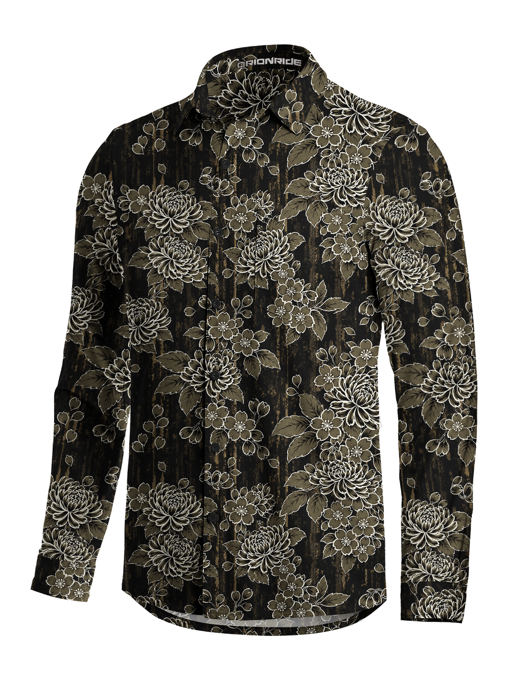 Orionride Etched Flora Men's Stretchy Breathable Long Sleeve Gravel Shirt