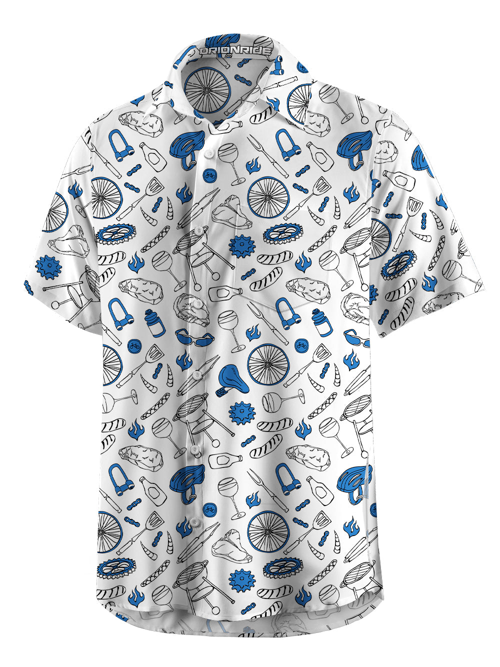 Orionride BBQ Steak Party Zipper Pockets Ultra Lightweight Short Sleeves Gravel Shirt