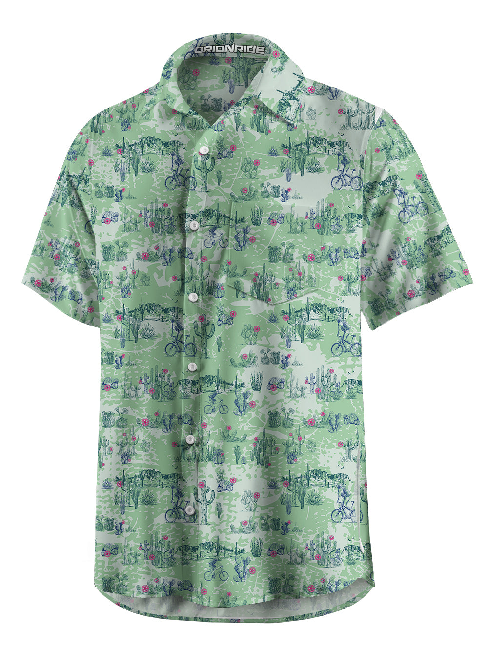 Orionride Dense Cactus Zipper Pockets Ultra Lightweight Short Sleeves Gravel Shirt