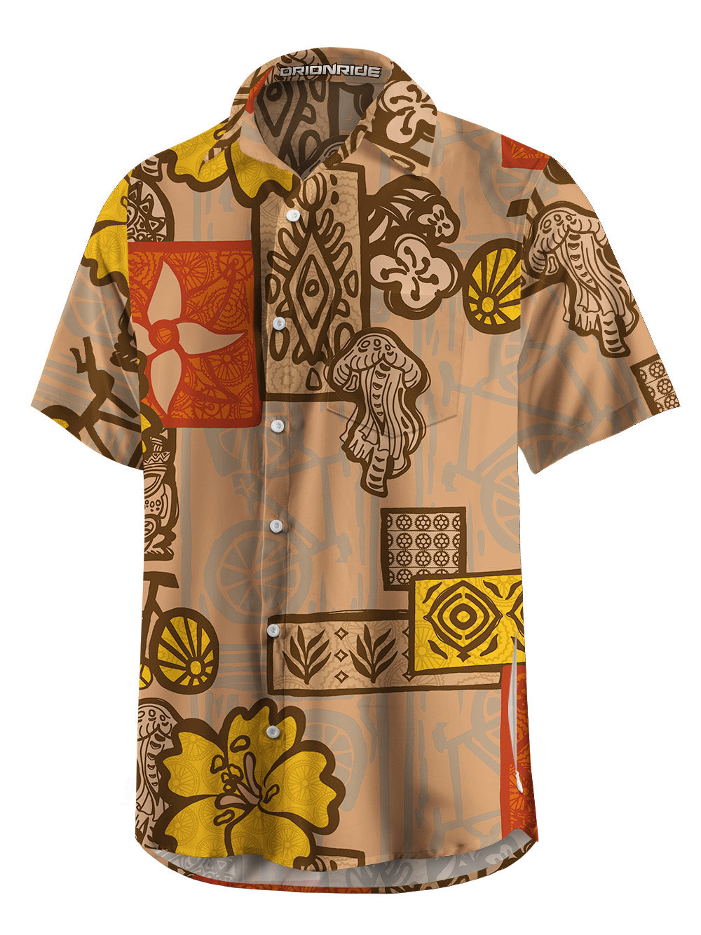 Orionride Retro Totem Zipper Pockets Ultra Lightweight Short Sleeves Gravel Shirt