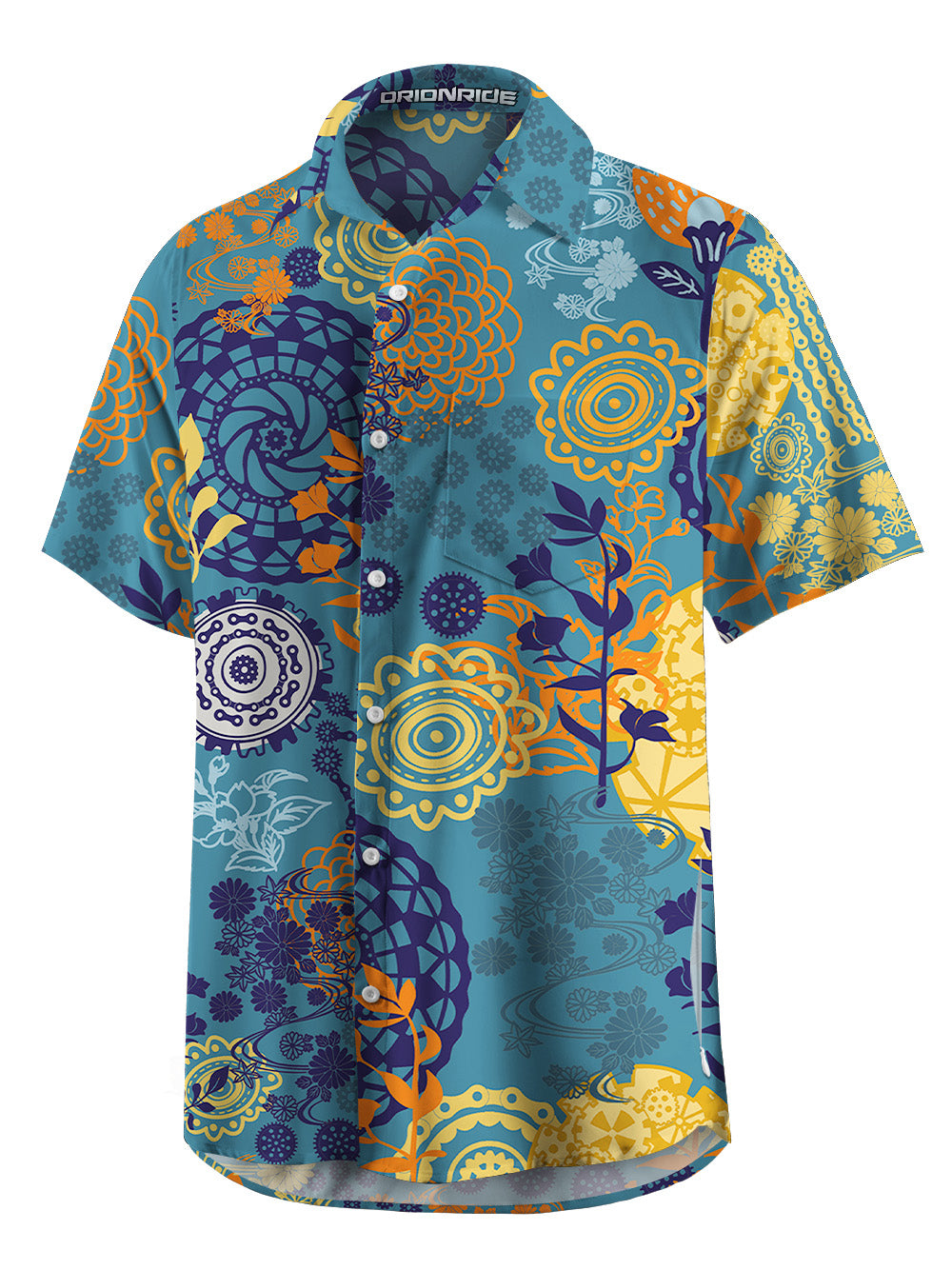Orionride Magical Flowers Zipper Pockets Ultra Lightweight Short Sleeves Gravel Shirt