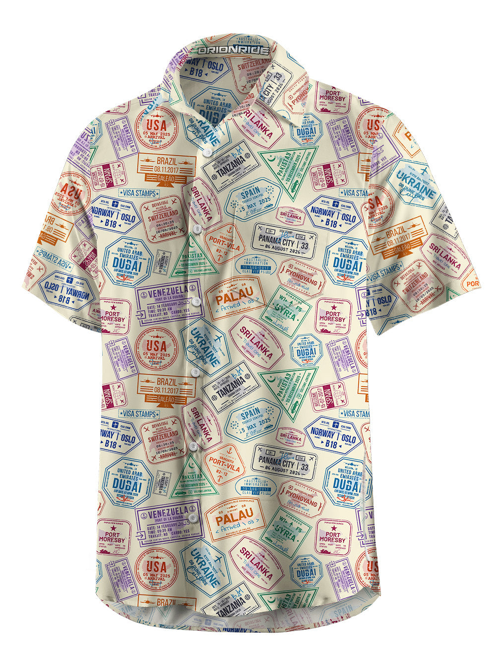 Orionride Colorful Passport Zipper Pockets Ultra Lightweight Short Sleeves Gravel Shirt