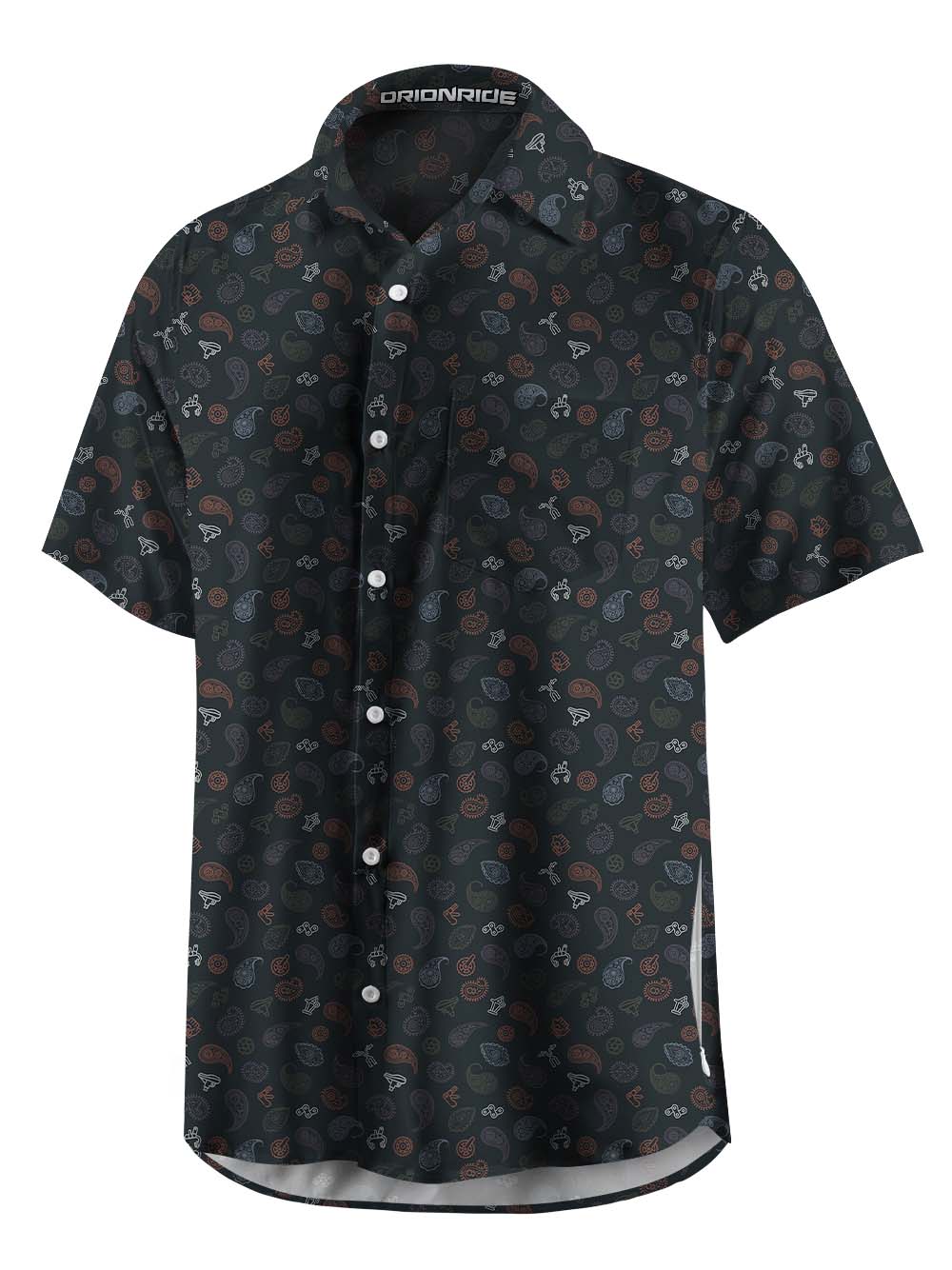 Orionride Strange Cashew Flower Zipper Pockets Ultra Lightweight Short Sleeves Gravel Shirt