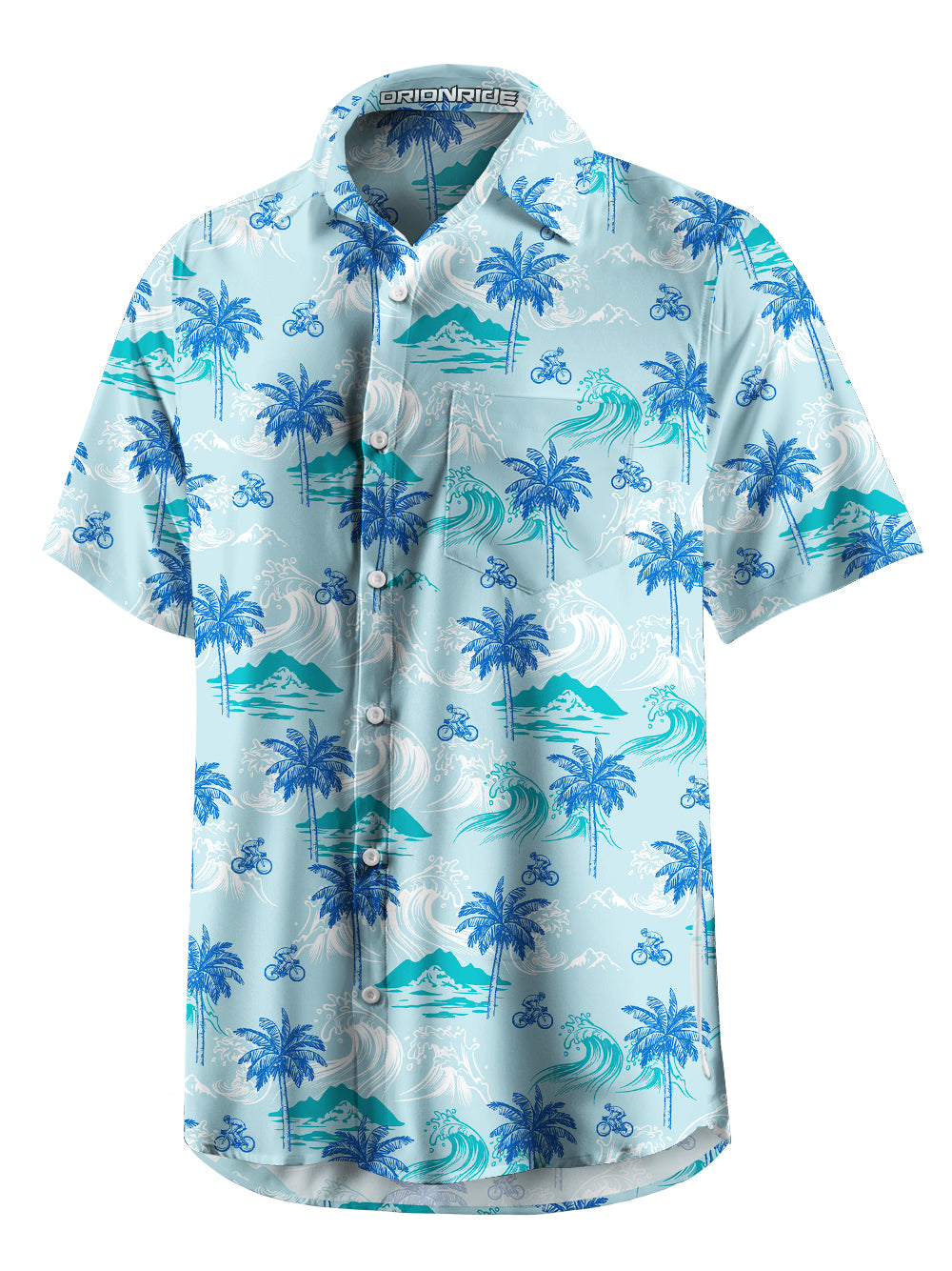 Orionride Wavy Coconut Tree Zipper Pockets Ultra Lightweight Short Sleeves Gravel Shirt