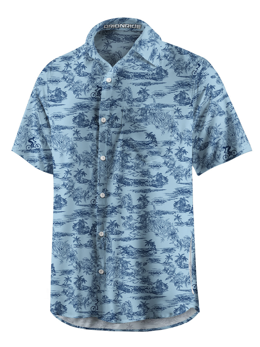 Orionride Short Sleeves Blue Island Zipper Pockets Ultra Lightweight Gravel Shirt