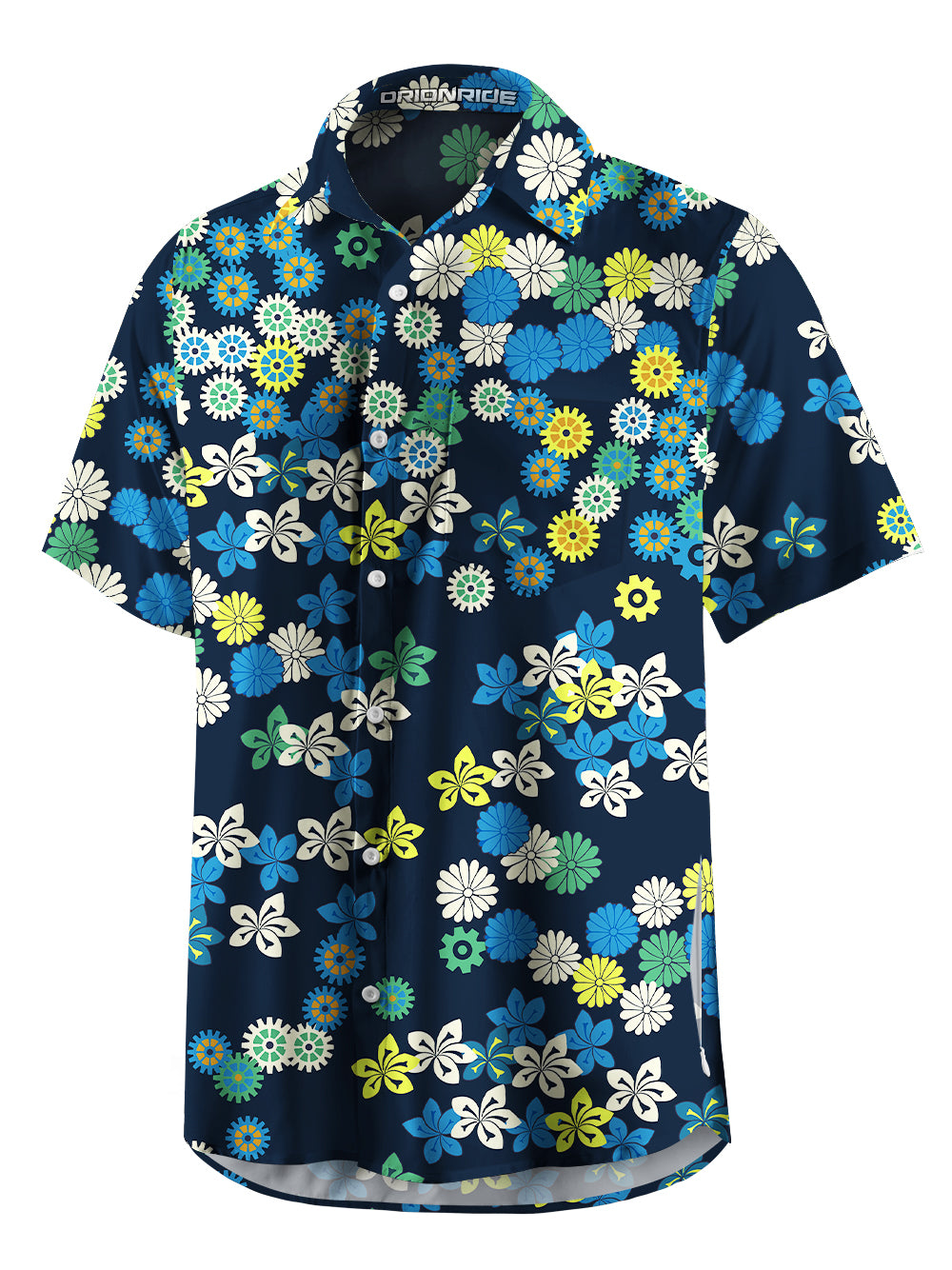 Orionride Charming Daisy Zipper Pockets Ultra Lightweight Short Sleeves Gravel Shirt